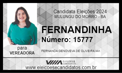 Candidato FERNANDINHA 2024 - MULUNGU DO MORRO - Eleições