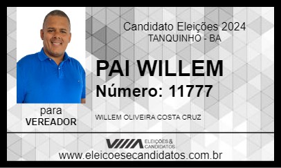 Candidato PAI WILLEM 2024 - TANQUINHO - Eleições