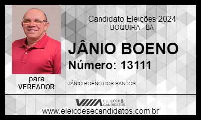 Candidato JÂNIO BOENO 2024 - BOQUIRA - Eleições