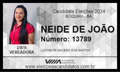 Candidato NEIDE DO SÃO JOÃO 2024 - BOQUIRA - Eleições