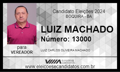 Candidato LUIZ MACHADO 2024 - BOQUIRA - Eleições