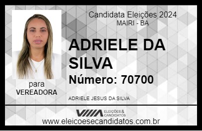 Candidato ADRIELE DA SILVA 2024 - MAIRI - Eleições