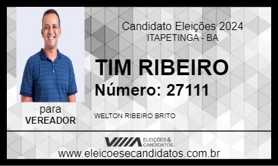 Candidato TIM RIBEIRO 2024 - ITAPETINGA - Eleições