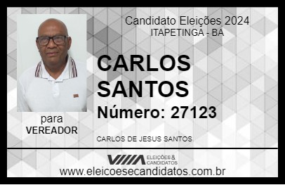 Candidato CARLOS SANTOS 2024 - ITAPETINGA - Eleições