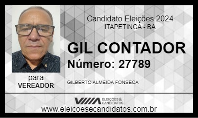 Candidato GIL CONTADOR 2024 - ITAPETINGA - Eleições