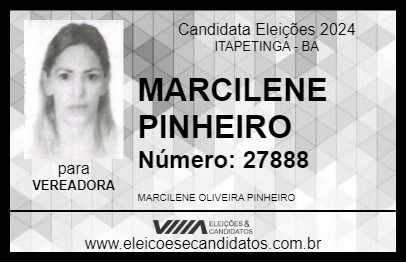 Candidato MARCILENE PINHEIRO 2024 - ITAPETINGA - Eleições