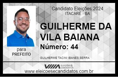 Candidato GUILHERME DA VILA BAIANA 2024 - ITACARÉ - Eleições