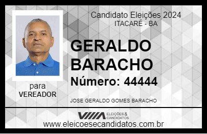 Candidato GERALDO BARACHO 2024 - ITACARÉ - Eleições