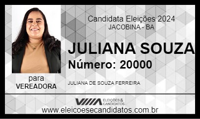 Candidato JULIANA SOUZA 2024 - JACOBINA - Eleições