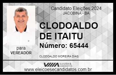 Candidato CLODOALDO DE ITAITU 2024 - JACOBINA - Eleições