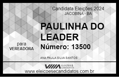 Candidato PAULINHA DO LEADER 2024 - JACOBINA - Eleições