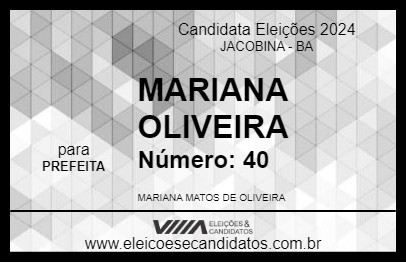 Candidato MARIANA OLIVEIRA 2024 - JACOBINA - Eleições