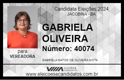 Candidato GABRIELA OLIVEIRA 2024 - JACOBINA - Eleições