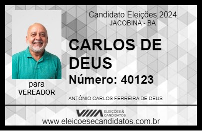 Candidato CARLOS DE DEUS 2024 - JACOBINA - Eleições