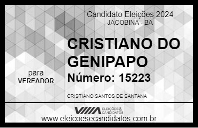 Candidato CRISTIANO DO GENIPAPO 2024 - JACOBINA - Eleições