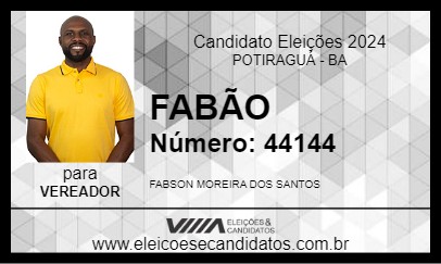 Candidato FABÃO 2024 - POTIRAGUÁ - Eleições