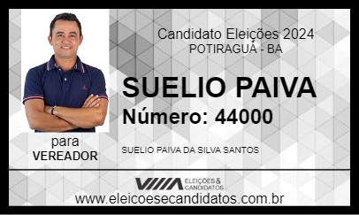 Candidato SUELIO PAIVA 2024 - POTIRAGUÁ - Eleições