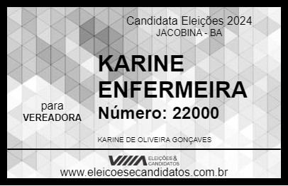 Candidato KARINE ENFERMEIRA 2024 - JACOBINA - Eleições