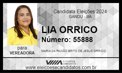 Candidato LIA ORRICO 2024 - GANDU - Eleições