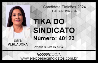 Candidato TIKA DO SINDICATO 2024 - CASA NOVA - Eleições