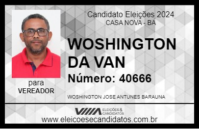 Candidato WOSHINGTON DA VAN 2024 - CASA NOVA - Eleições