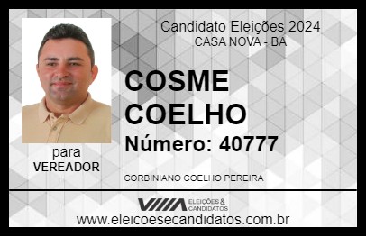 Candidato COSME COELHO 2024 - CASA NOVA - Eleições