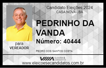 Candidato PEDRINHO DA VANDA 2024 - CASA NOVA - Eleições