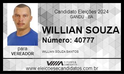 Candidato WILLIAN SOUZA 2024 - GANDU - Eleições