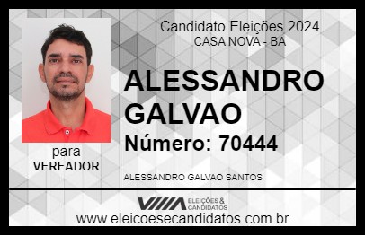 Candidato ALESSANDRO GALVAO 2024 - CASA NOVA - Eleições