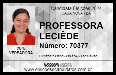 Candidato PROFESSORA LECIÊDE 2024 - CASA NOVA - Eleições