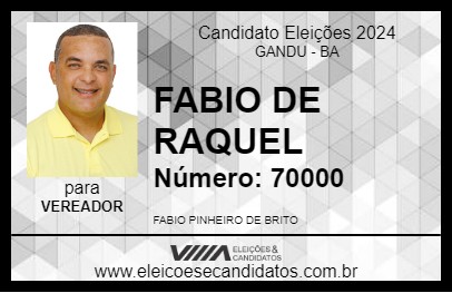 Candidato FABIO DE RAQUEL 2024 - GANDU - Eleições