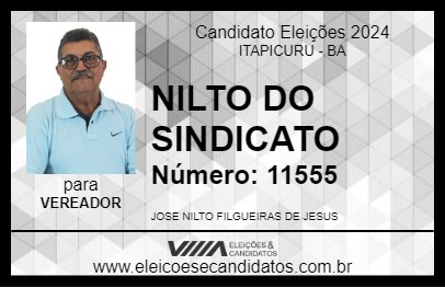 Candidato NILTO DO SINDICATO 2024 - ITAPICURU - Eleições