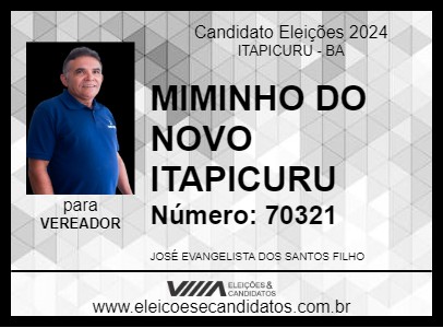 Candidato MIMINHO DO NOVO ITAPICURU 2024 - ITAPICURU - Eleições