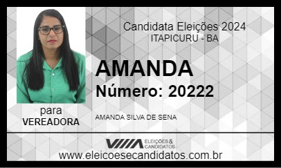 Candidato AMANDA 2024 - ITAPICURU - Eleições