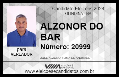 Candidato ALZONOR DO BAR 2024 - OLINDINA - Eleições