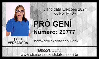 Candidato PRÓ GENÍ 2024 - OLINDINA - Eleições