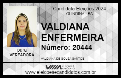 Candidato VALDIANA ENFERMEIRA 2024 - OLINDINA - Eleições