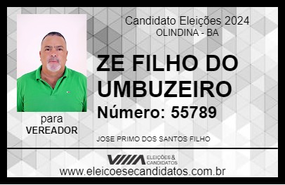 Candidato ZE FILHO DO UMBUZEIRO 2024 - OLINDINA - Eleições