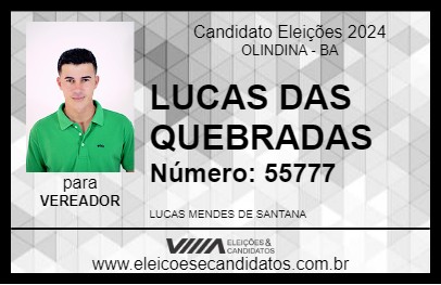 Candidato LUCAS DAS QUEBRADAS 2024 - OLINDINA - Eleições