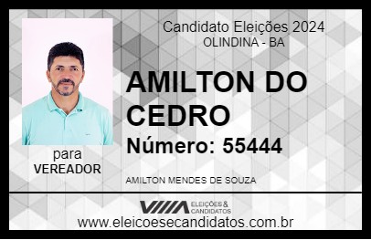 Candidato AMILTON DO CEDRO 2024 - OLINDINA - Eleições