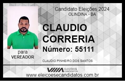 Candidato CLAUDIO CORRERIA 2024 - OLINDINA - Eleições