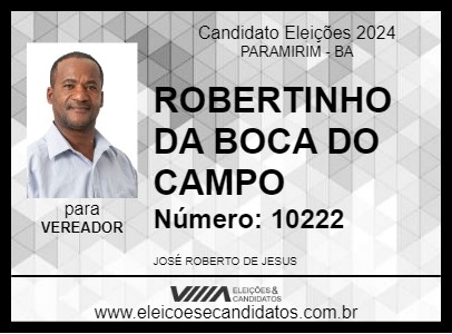 Candidato ROBERTINHO DA BOCA DO CAMPO 2024 - PARAMIRIM - Eleições