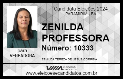 Candidato ZENILDA PROFESSORA 2024 - PARAMIRIM - Eleições