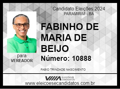 Candidato FABINHO DE MARIA DE BEIJO 2024 - PARAMIRIM - Eleições