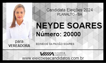 Candidato NEYDE SOARES 2024 - PLANALTO - Eleições