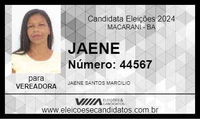 Candidato JAENE 2024 - MACARANI - Eleições