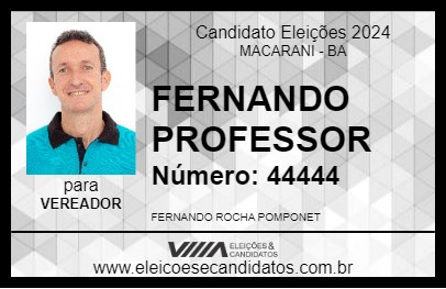 Candidato FERNANDO PROFESSOR 2024 - MACARANI - Eleições