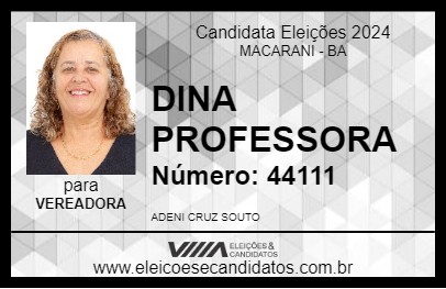 Candidato DINA PROFESSORA 2024 - MACARANI - Eleições