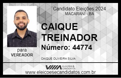 Candidato CAIQUE TREINADOR 2024 - MACARANI - Eleições