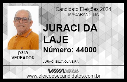 Candidato JURACI DA LAJE 2024 - MACARANI - Eleições